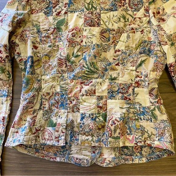 Polo Jeans Co.Patchwork fitted Coat jacket 100% cotton Sz M Women’s - Picture 7 of 8